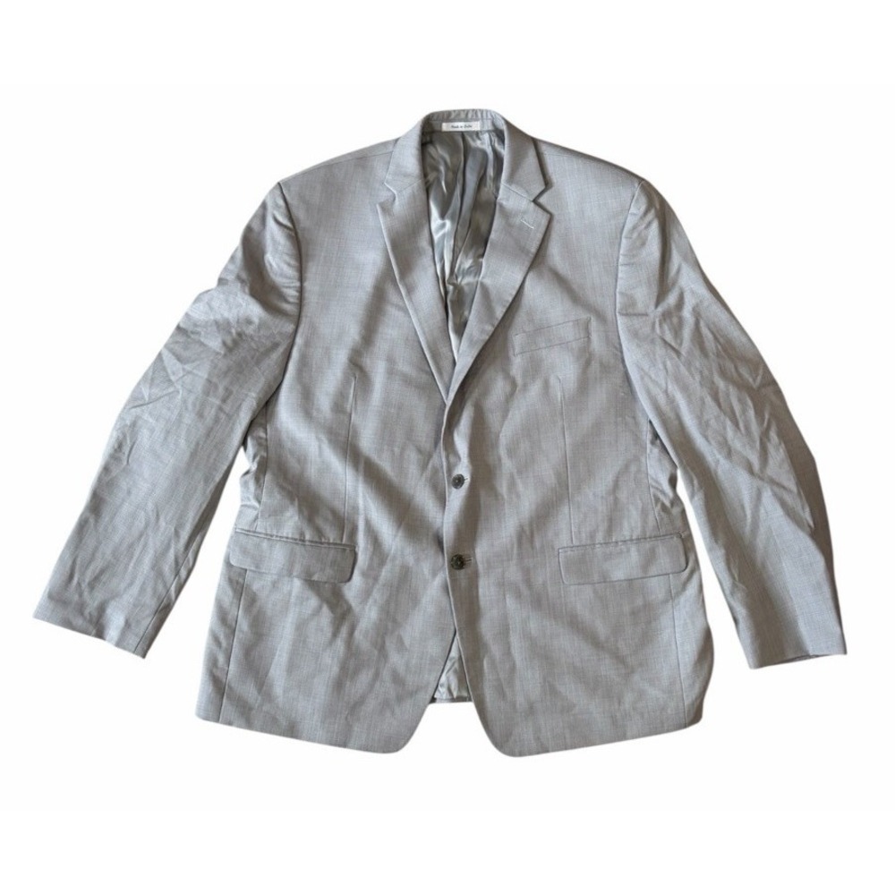 Calvin Klein Mens Slim fit Suit Jacket Blazer 48 R Light Grey Solid Stretch Wool